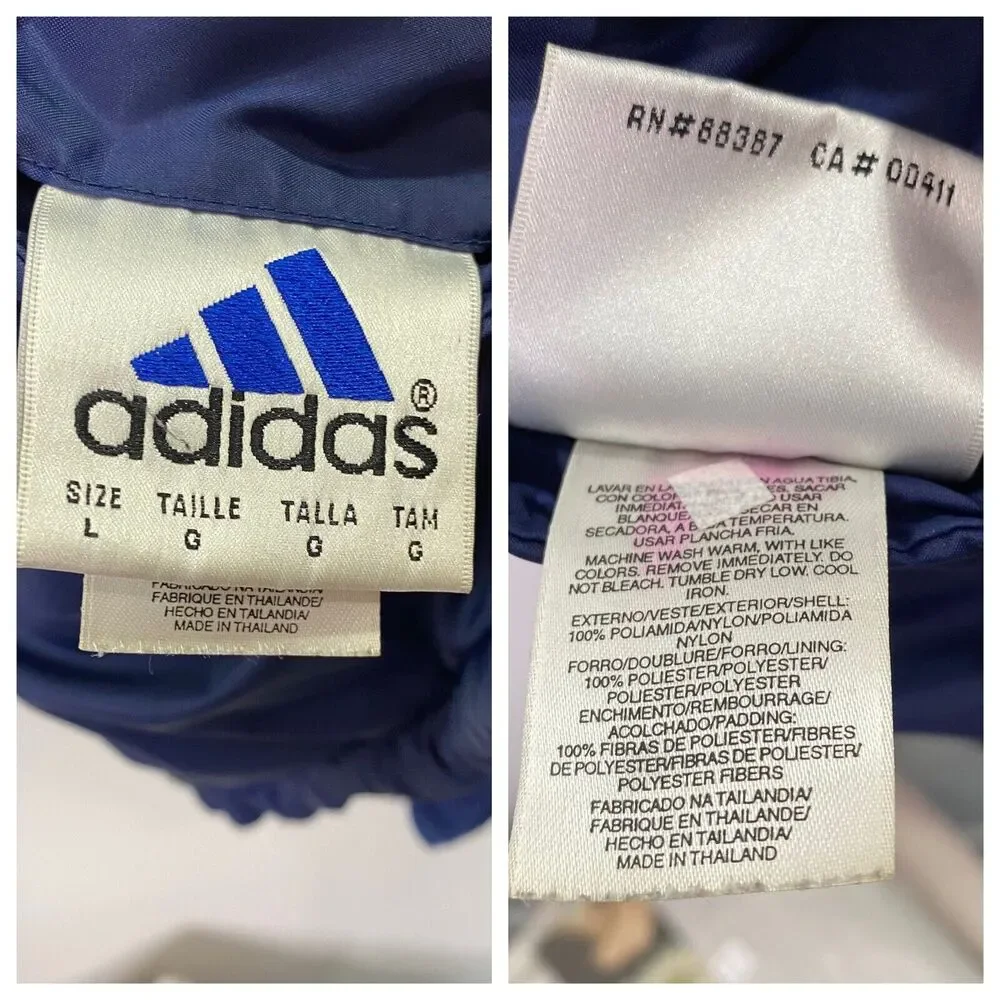 Adidas‎ Reversible Jacket Coat Size Large Navy Blue And Yellow 90s Fleece/Nylon
